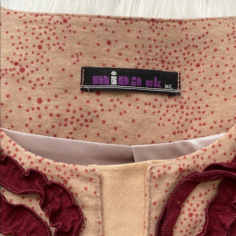 Mina UK Whimsy Twee 1990s Vintage Floral Patterned Dress with Burgundy Accents - Picture 8 of 8